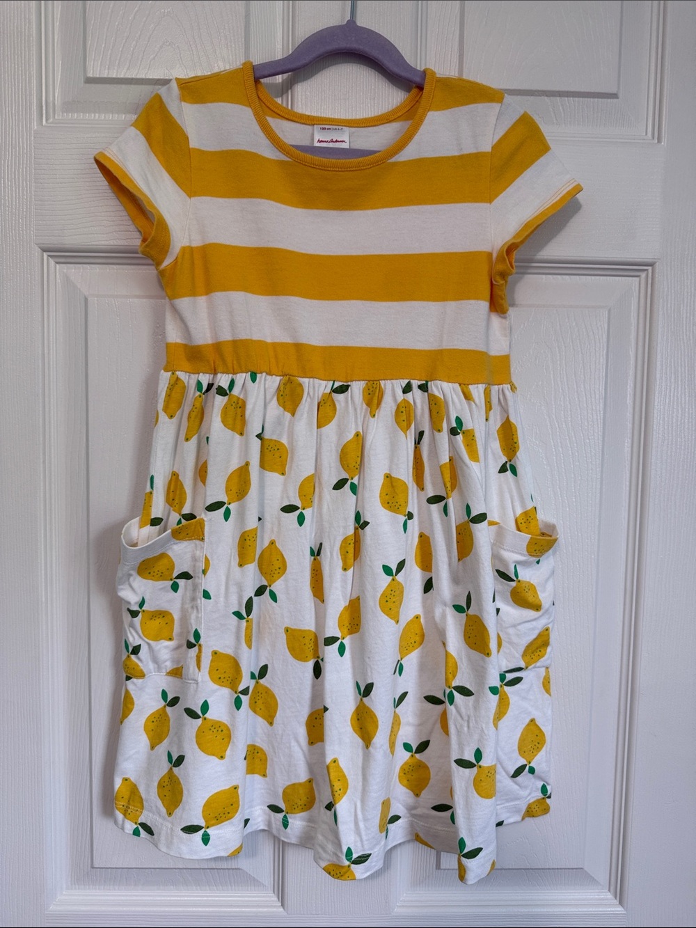 Hanna Andersson Yellow Stripe Dress with Lemon Print
